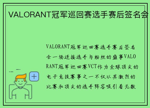 VALORANT冠军巡回赛选手赛后签名会